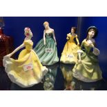 THREE ROYAL DOULTON FIGURES, 'Ninette', 'Sarah', 'Sandra' and Disney's 'Belle'