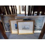 N E GREEN: Maritime study, watercolour, with J S Alderson, watercolour sketch and two other