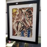 KAROLINA BORCHARDT (1905-1995): 'MODEL', mixed media on paper, 30cm x 28cm, mounted and framed