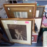 A 1920'S PERIOD PHOTOGRAPH OF A CHILD with a stepladder and a collection of pictures and prints