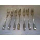 A QUANTITY OF SILVER FIDDLE PATTERN DINNER FORKS, (c.15.8oz)