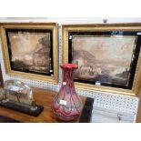 A PAIR OF 19TH CENTURY STIPPLE PRINTS with verre eglomise mounts and gilt frames