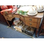 A 19TH CENTURY MAHOGANY DRESSING TABLE on turned tapering legs, 122cm wide