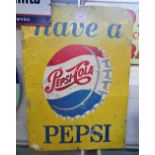 A VINTAGE ALUMINIUM SIGN, 'HAVE A PEPSI' 56cm high