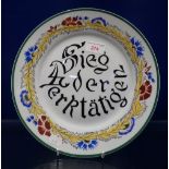 A SCANDINAVIAN PLATE with inscription