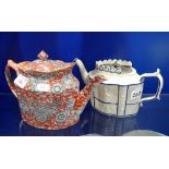 A 19TH CENTURY TEAPOT with metal sliding lid and a 19th century Mason's Patent Ironstone chinoiserie