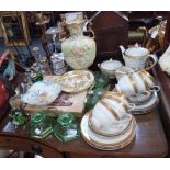 A COLLECTION OF GILT BANDED TEA WARE, ceramics and glassware