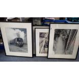 A COLLECTION OF FRAMED BLACK AND WHITE PHOTOGRAPHS OF STEAM LOCOMOTIVES, to include,'The Waterloo