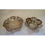 A SILVER PIERCED BON BON DISH, and one other similar (c.5.3oz) (2)