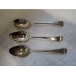 SILVER SERVING SPOONS, with engraved handles (c.5.3oz) (3)