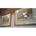 A PAIR OF LITHOGRAPHS OF VENETIAN SCENES in gilt frames