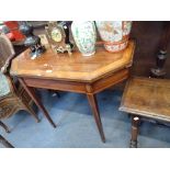 A MATCHED PAIR OF GEORGE III MAHOGANY AND SATINWOOD CARD TABLES, with variations, each with a