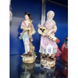 A PAIR OF LARGE MEISSEN PORCELAIN FIGURES, 19TH CENTURY, modelled as male and female musicians,
