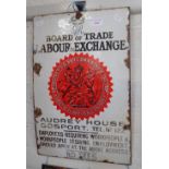 AN EARLY 20TH CENTURY ENAMEL SIGN, 'G.V.R.' BOARD OF LABOUR EXCHANGE' with red crest, 46cm high