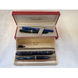 A SHEAFFER FOUNTAIN PEN WITH GOLD NIB AND BLUE BODY and other vintage pens