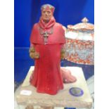 A CAST LEAD STUDY OF CARDINAL WOLSEY on a stone base, from The Houses of Parliament, with inset