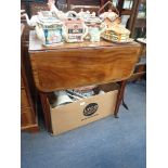 A GEORGE III MAHOGANY PEMBROKE TABLE on square tapering legs, 69cm wide