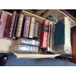 A COLLECTION OF BOOKS, mostly leather bound, including vol 1 of Staunton's Shakespeare
