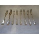 SILVER HANOVERIAN PATTERN DINNER FORKS, (c.13.6oz)