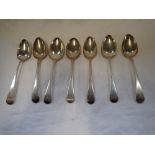 A QUANTITY OF SILVER DESSERT SPOONS, (c.7.6oz)