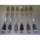 A QUANTITY OF SILVER FIDDLE PATTERN DINNER FORKS, (c.14.5oz) (6)