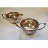 A MATCHING SILVER CREAM JUG AND SUGAR BOWL (c.10.5oz)