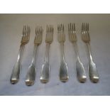 SILVER FIDDLE PATTERN DINNER FORKS, (c.9.3oz) (6)