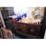 AN EDWARDIAN MAHOGANY SIDEBOARD, by 'S & H Jewell' in the Georgian style, 154cm wide and a carved