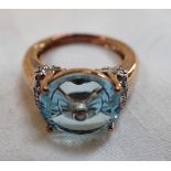 GLEN LEHRER TOPAZ AND DIAMOND RING, on a 9k gold shank, ring size O