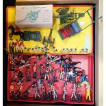 BRITAINS; A ROYAL ARTILLERY GUN (with original box) a collection of Hunting figures, soldiers and