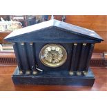 AN EDWARDIAN SLATE CASED MANTEL CLOCK