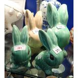 A COLLECTION OF SYLVAC BUNNIES (4) (largest broken)