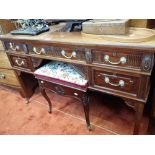 AN EDWARDIAN MAHOGANY DRESSING TABLE with a similar stool (2)