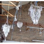 A PAIR OF CUT GLASS CHANDELIERS and a bag chandelier (3)