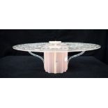 A 1950S PINK AND CLEAR PERSPEX HANGING LIGHT SHADE with etched circular decoration