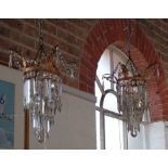 A PAIR OF CUT GLASS CHANDELIERS