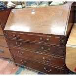 A GEORGE III MAHOGANY BUREAU, 91cm wide