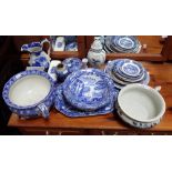 A COLLECTION OF BLUE AND WHITE CERAMICS including some Copeland Spode Italian
