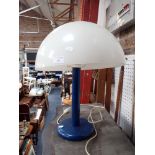 A BELGIAN POST MODERNIST BLUE AND WHITE DOMED TABLE LAMP by Massive Art