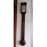 A REPRODUCTION MAHOGANY CASED STICK BAROMETER, 97cm long
