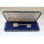 A SILVER COMMEMORATIVE KEY FOR H.R.H. PRINCE CHARLES 21ST BIRTHDAY, 1969 in presentation case, appro