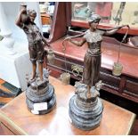 A PAIR OF EDWARDIAN FRENCH SPELTER FIGURES