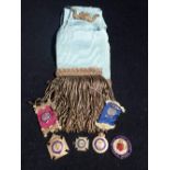 A COLLECTION OF FRIENDLY SOCIETY BADGES including Buffalos, Bolton Knights Chapter, and a sash 'ROH