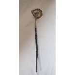 A HALLMARKED REPOUSSE SILVER TODDY LADLE with twisted horn handle, approximately 60gms