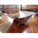 A MID-CENTURY SWEDISH STAINLESS STEEL AND TEAK BOWL, 26cm wide