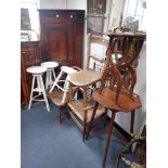 AN OAK CORNER CABINET, circa 1800 and later elements, with parquetry inset panel door, 151cm high in