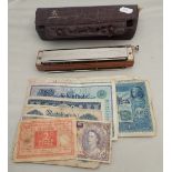 A COLLECTION OF BANK NOTES AND A '64 CHROMONICA' By Hohner