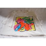 MARY QUANT TEE SHIRT, decorated with a panel of brightly coloured flowers
