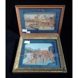 TWO FRAMED CORK PICTURES, LATE QING / REPUBLIC PERIOD, 29cm wide, 24cm high & 33cm wide, 23cm high (