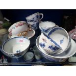 A 19TH CENTURY TEA BOWL, others similar, a Victorian cabinet cup and saucer and similar ceramics